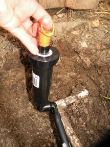 a Monterey Sprinkler Repair tech replaces a sprinkler head