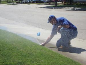our Salinas Sprinkler repair team adjusts sprinkler heads 